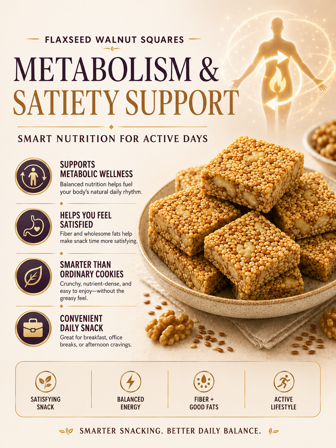 🏆 #1 Nut & Seed Snack 🔥 Flaxseed Walnut Sesame Squares – Crunchy, Nutty & Satisfying-8CR5