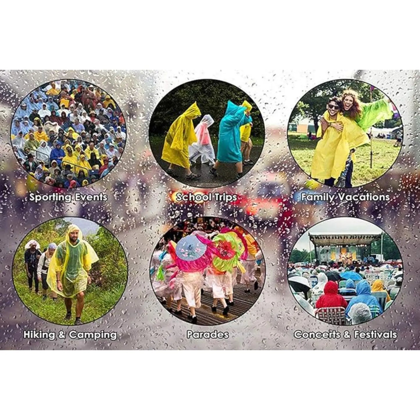 EVAP Rain Ponchos for Adults – 2-Pack, Reusable, Clear Design
