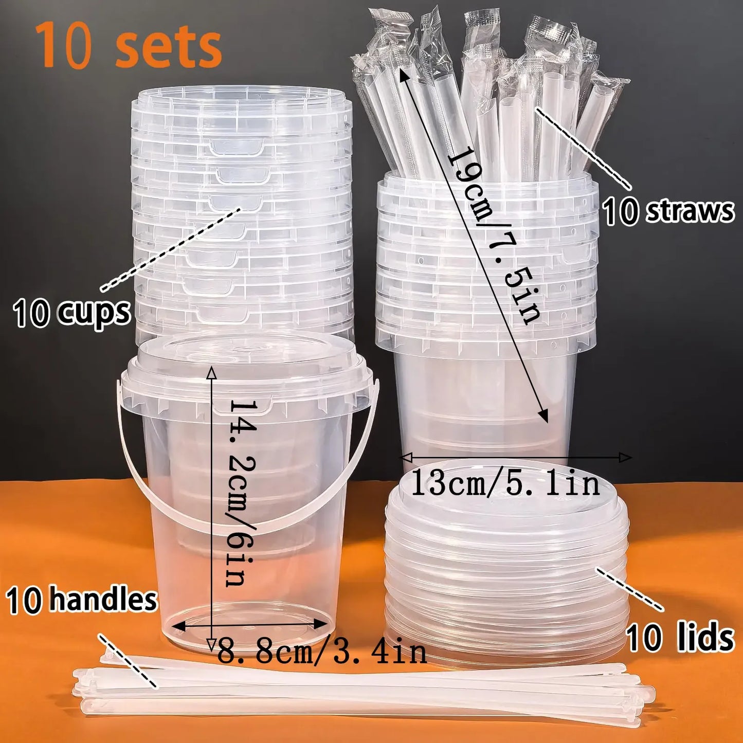 🥤 Large Reusable Plastic Cups with Lid & Straw – 3/5/10 Pack (33.81 oz)-8POP