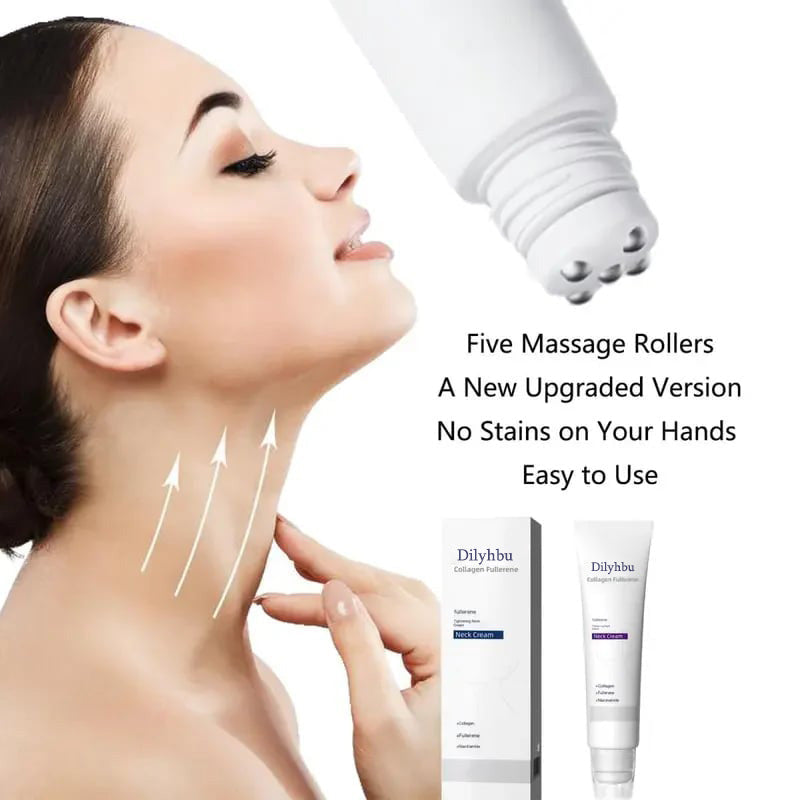 Roller Massage Neck Cream 🧴 Collagen & Hyaluronic Acid | Firms Neck, Reduces Wrinkles & Double Chin-8POP