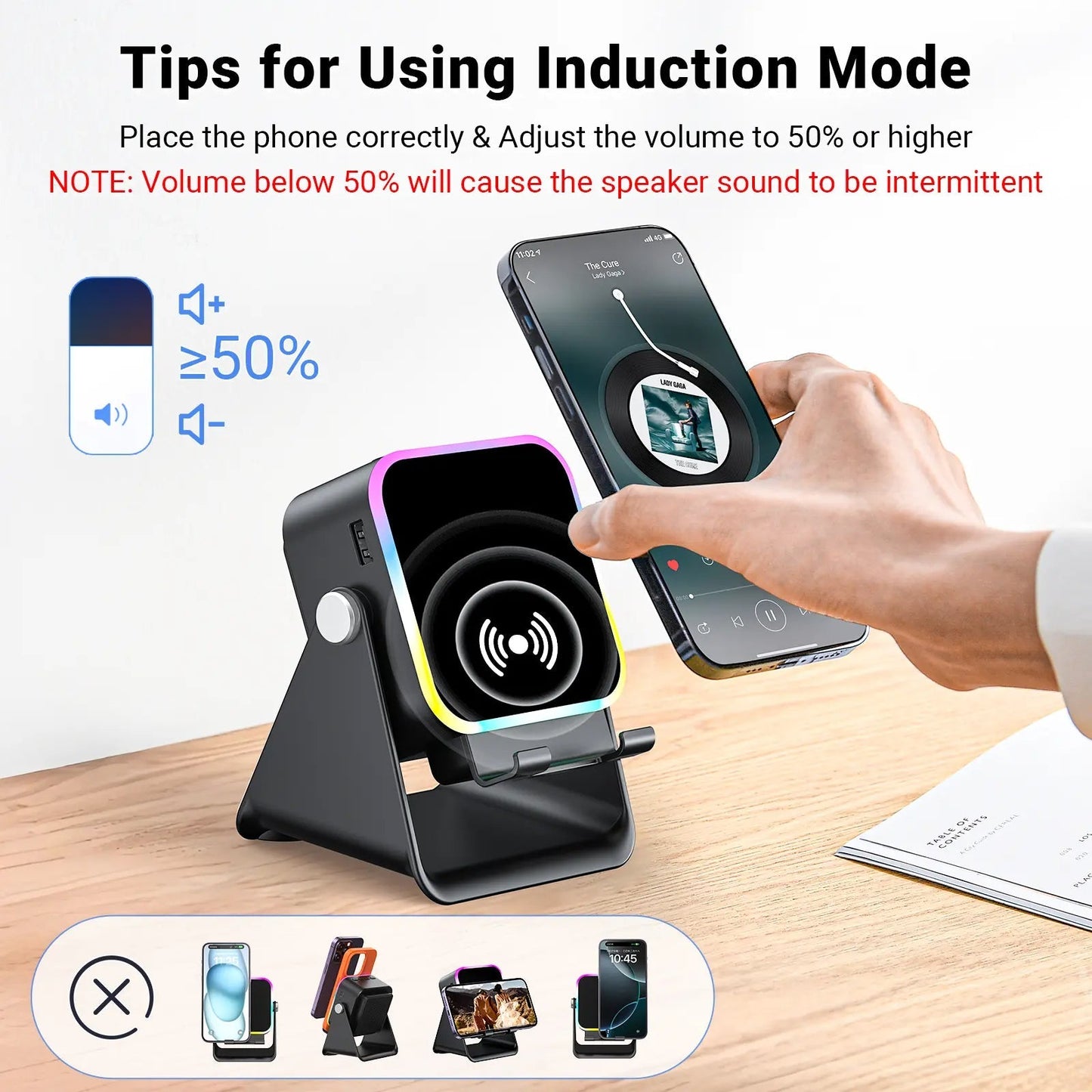🔊🔊🔊5-in-1 Wireless Speaker Phone Stand with Power Bank-8POP