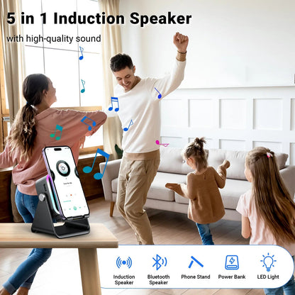 🔊🔊🔊5-in-1 Wireless Speaker Phone Stand with Power Bank-8POP