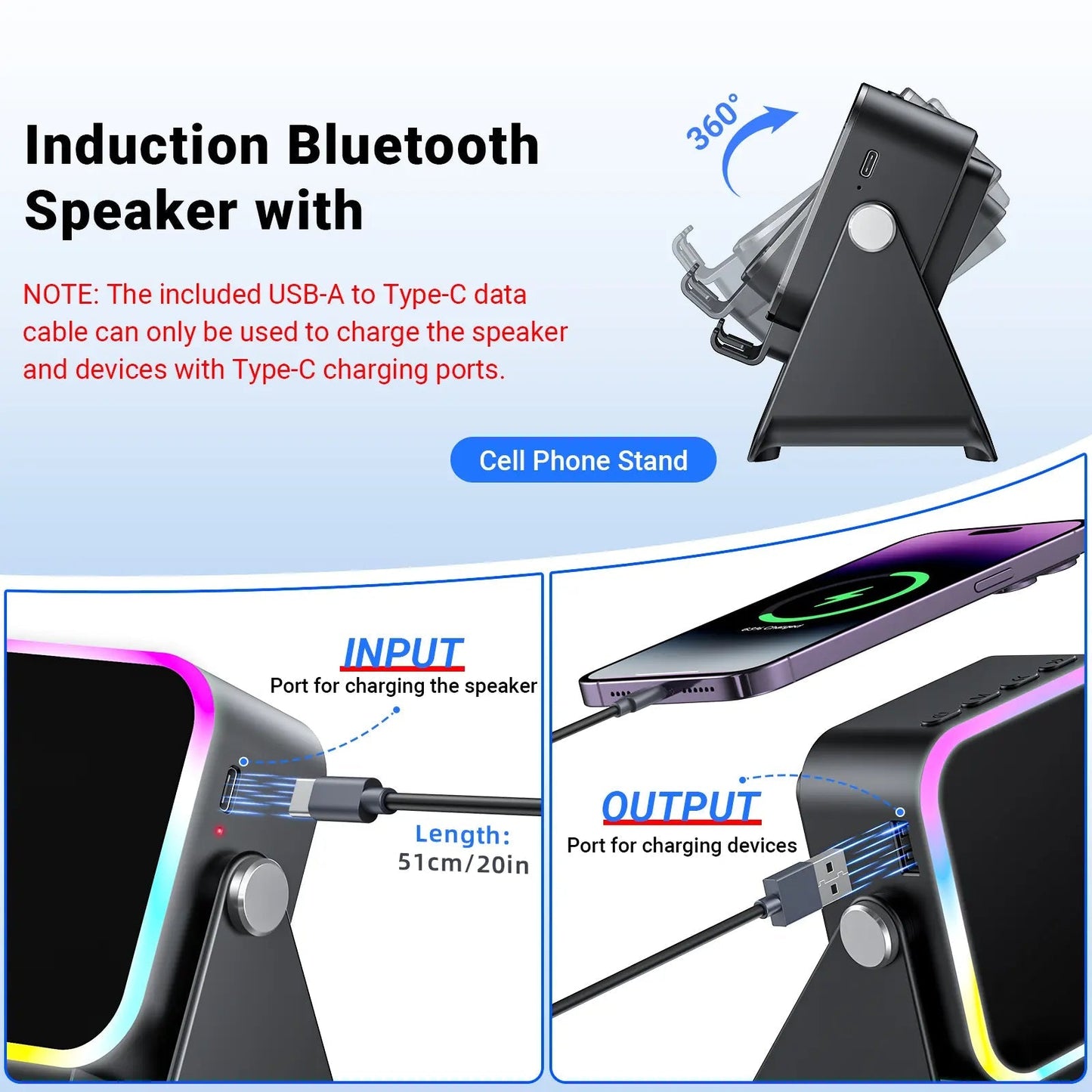 🔊🔊🔊5-in-1 Wireless Speaker Phone Stand with Power Bank-8POP