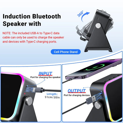 🔊🔊🔊5-in-1 Wireless Speaker Phone Stand with Power Bank-8POP