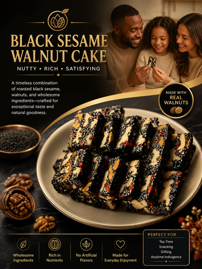 Natural Black Sesame Walnut Date Chewy Cake|Traditional Nut Snack for Daily Nourishment -8HJ9