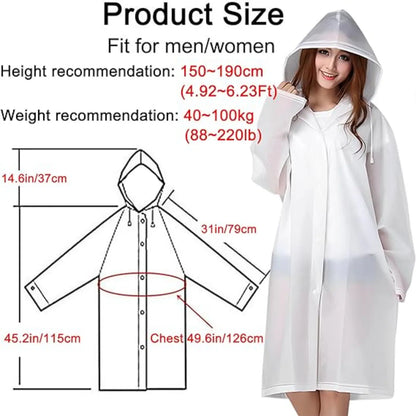 EVAP Rain Ponchos for Adults – 2-Pack, Reusable, Clear Design