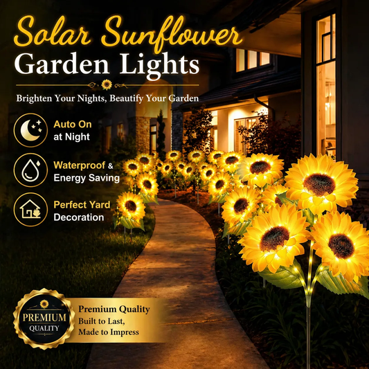 🌻 Dilyhbu Solar Sunflower Garden Lights – Waterproof Outdoor LED Decor with Automatic Dusk-to-Dawn Glow-8AOE1