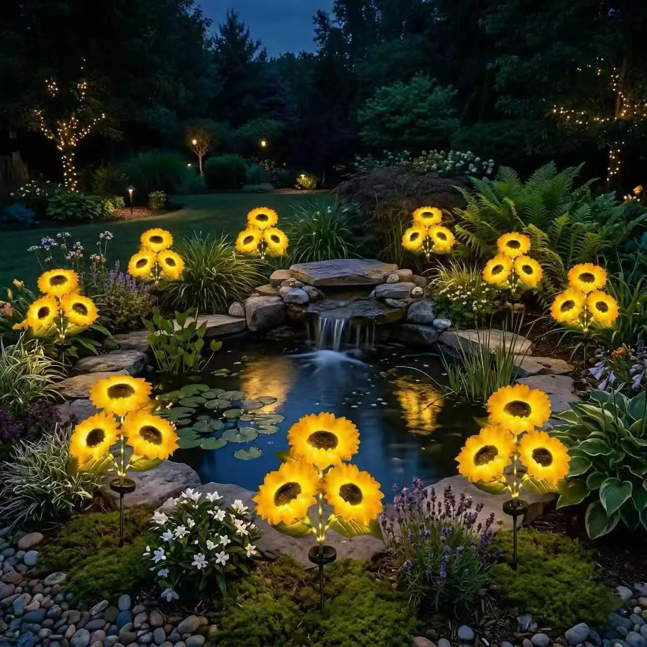 🌻 Dilyhbu Solar Sunflower Garden Lights – Waterproof Outdoor LED Decor with Automatic Dusk-to-Dawn Glow-8AOE1