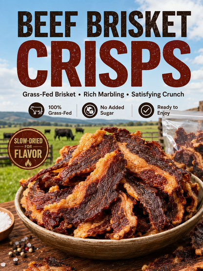 🥩 Grass-Fed Beef Brisket Chunks 🐮 Smoky Ready-to-Eat Protein Snack-Sam