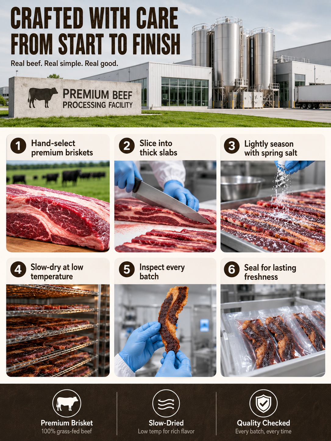 🥩 Grass-Fed Beef Brisket Chunks 🐮 Smoky Ready-to-Eat Protein Snack-Sam