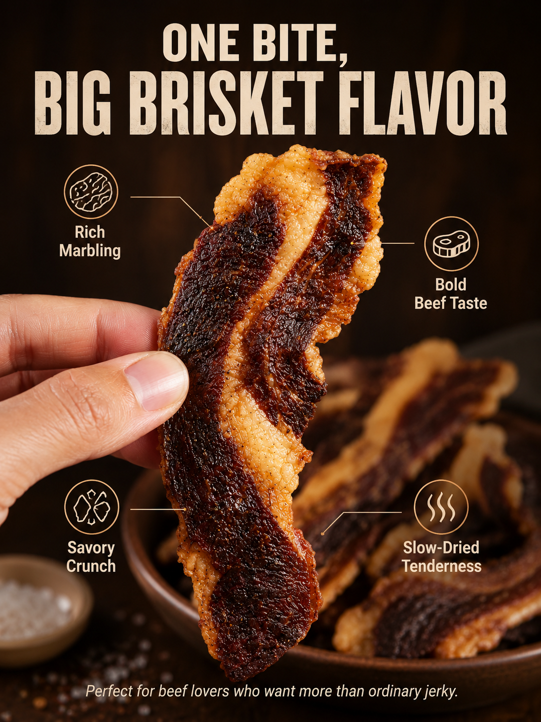 🥩 Grass-Fed Beef Brisket Chunks 🐮 Smoky Ready-to-Eat Protein Snack-Sam