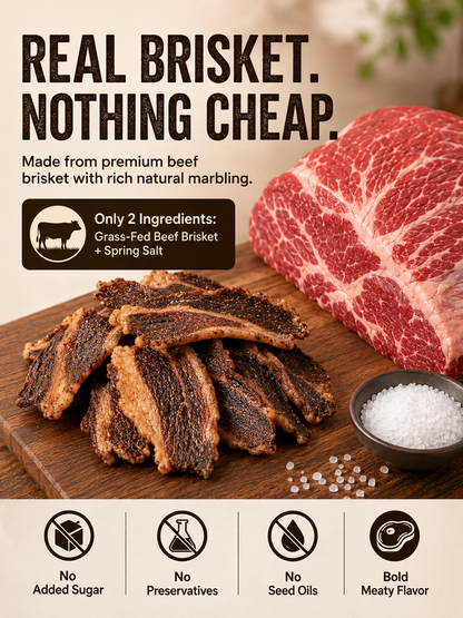 🥩 Grass-Fed Beef Brisket Chunks 🐮 Smoky Ready-to-Eat Protein Snack-Sam