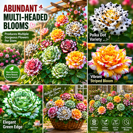 🌹 Dilyhbu Multi-Headed Spotted Rose Seeds – Rare Colorful Blooms for Stunning Gardens-8POP
