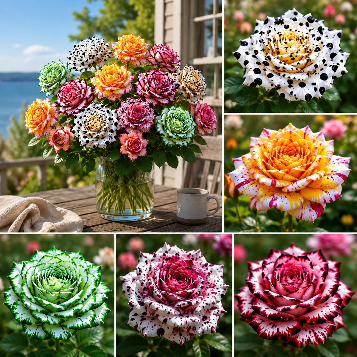 🌹 Dilyhbu Multi-Headed Spotted Rose Seeds – Rare Colorful Blooms for Stunning Gardens-8POP