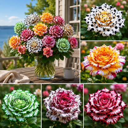 🌹 Dilyhbu Multi-Headed Spotted Rose Seeds – Rare Colorful Blooms for Stunning Gardens-8POP