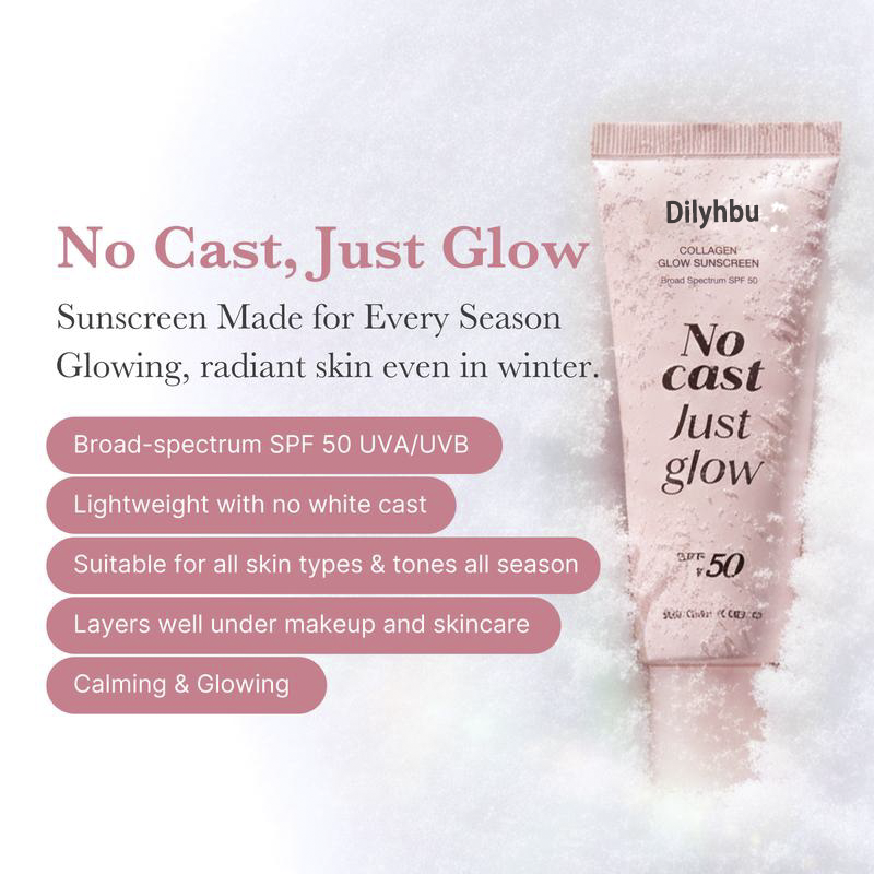 🌟[NEW]Dilyhbu  No Cast Just Glow Collagen Sunscreen | SPF 50 Broad Spectrum Face Sunscr-8AOE1n