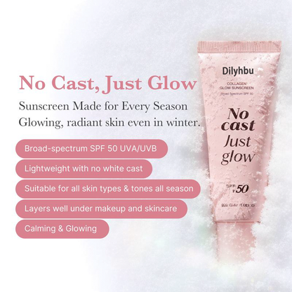 🌟[NEW]Dilyhbu  No Cast Just Glow Collagen Sunscreen | SPF 50 Broad Spectrum Face Sunscr-8AOE1n