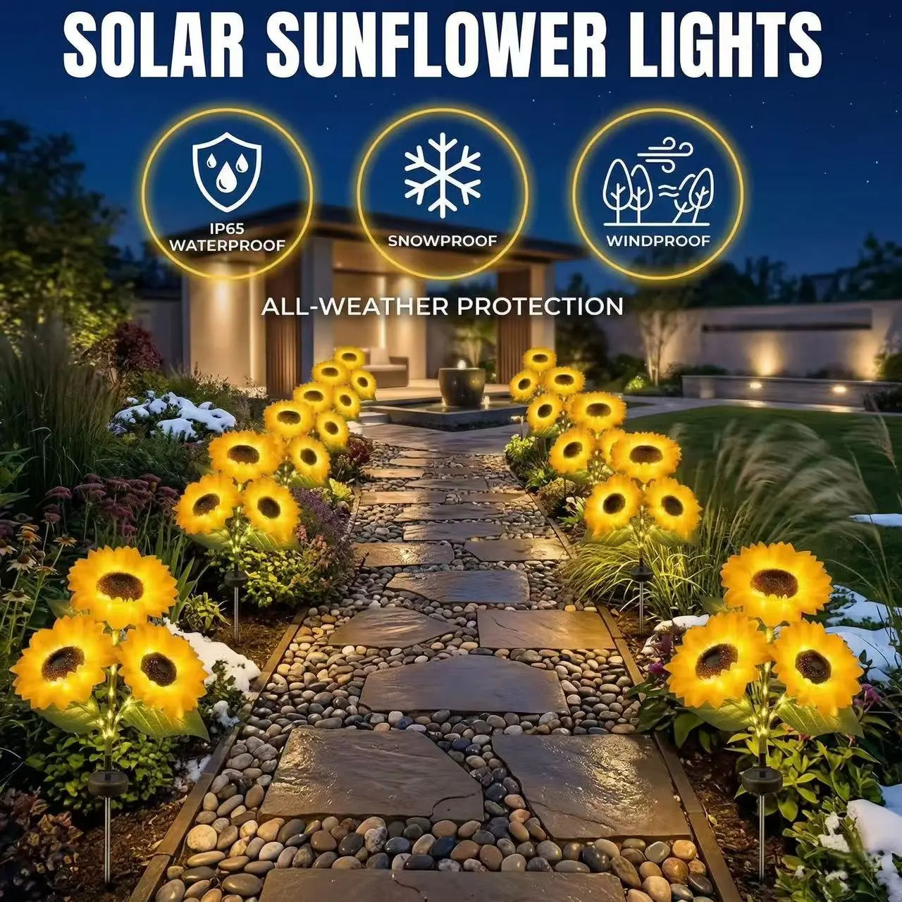 🌻 Dilyhbu Solar Sunflower Garden Lights – Waterproof Outdoor LED Decor with Automatic Dusk-to-Dawn Glow-8AOE1