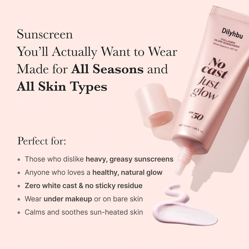 🌟[NEW]Dilyhbu  No Cast Just Glow Collagen Sunscreen | SPF 50 Broad Spectrum Face Sunscr-8AOE1n