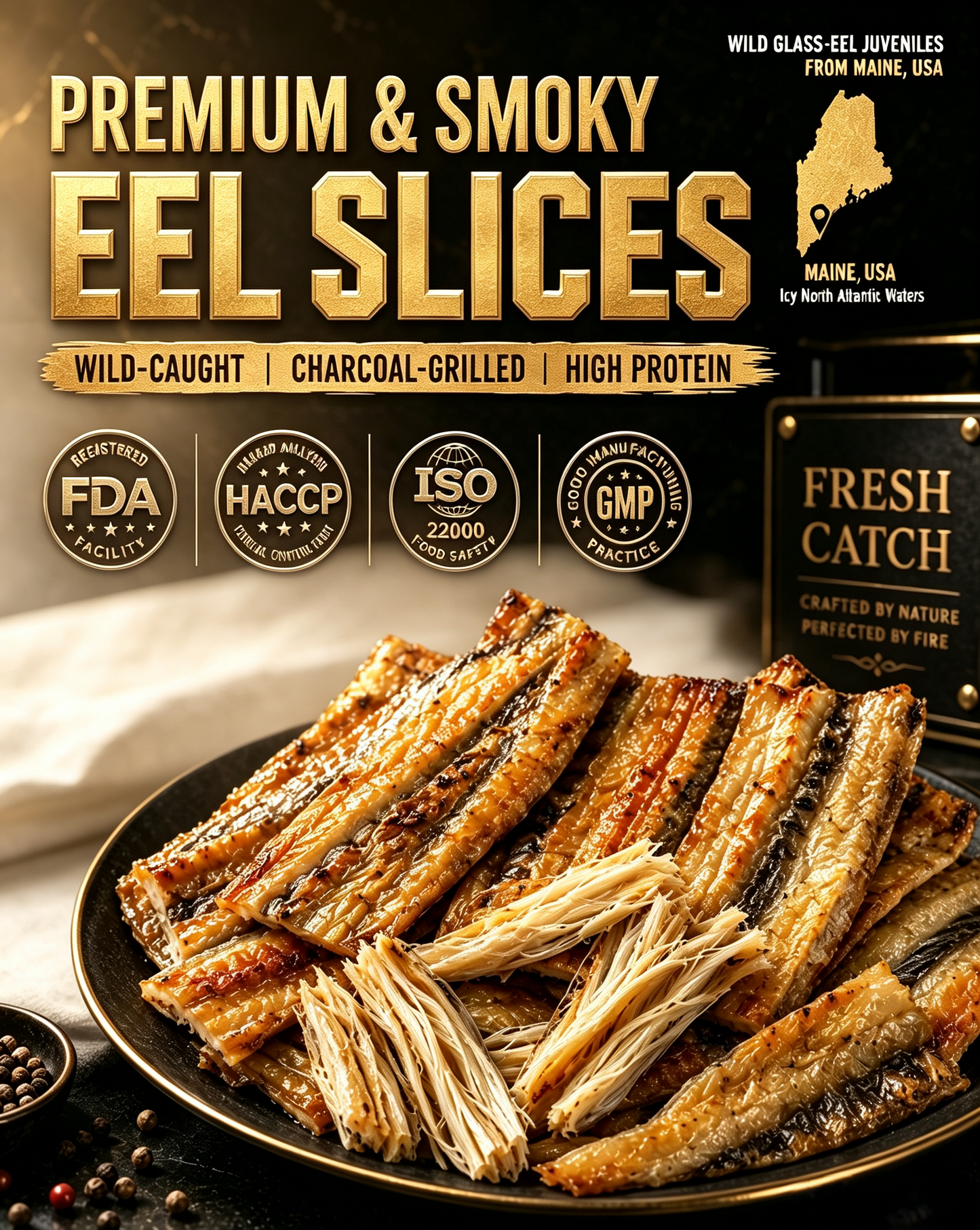 🏆Premium Wild-Caught Charcoal-Grilled Eel Slices🏅|Thick-Cut High-Protein Seafood Snack🐟-8HJ9