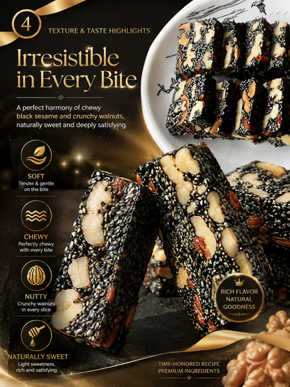 Natural Black Sesame Walnut Date Chewy Cake|Traditional Nut Snack for Daily Nourishment -8HJ9