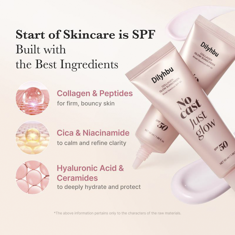🌟[NEW]Dilyhbu  No Cast Just Glow Collagen Sunscreen | SPF 50 Broad Spectrum Face Sunscr-8AOE1n