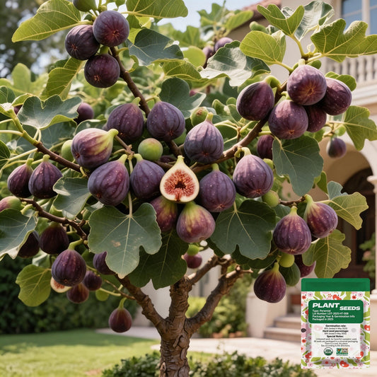 🏆Over 65,000 SOLD!🌿Mission Fig Tree Live Plant Seeds – Easy to grow on your porch and balcony at home-8POP