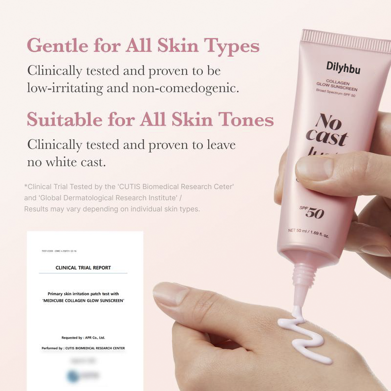 🌟[NEW]Dilyhbu  No Cast Just Glow Collagen Sunscreen | SPF 50 Broad Spectrum Face Sunscr-8AOE1n
