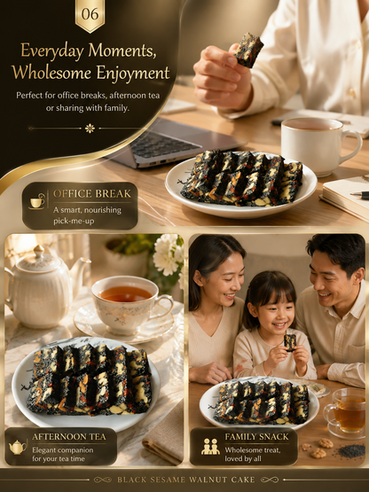 Natural Black Sesame Walnut Date Chewy Cake|Traditional Nut Snack for Daily Nourishment -8HJ9