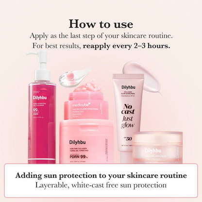 🌟[NEW]Dilyhbu  No Cast Just Glow Collagen Sunscreen | SPF 50 Broad Spectrum Face Sunscr-8AOE1n