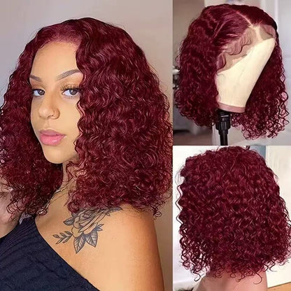 Short Bob Glueless Wigs Ready To Wear Deep Wave Curly Wigs-8AOE1