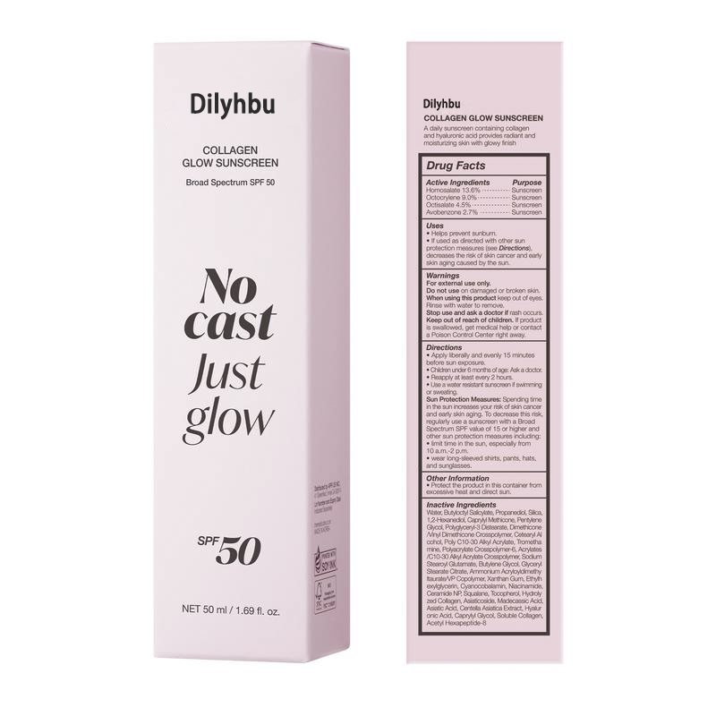 🌟[NEW]Dilyhbu  No Cast Just Glow Collagen Sunscreen | SPF 50 Broad Spectrum Face Sunscr-8AOE1n