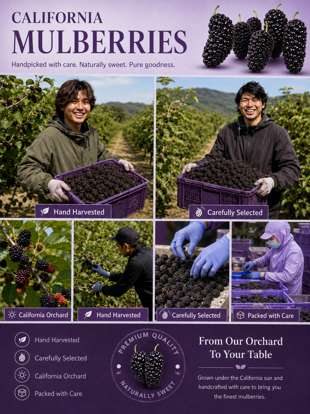 California Farm-Dried Black Mulberries – Naturally Sweet, Soft & Chewy, No Added Sugar-8HJ9