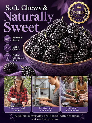 California Farm-Dried Black Mulberries – Naturally Sweet, Soft & Chewy, No Added Sugar-8HJ9