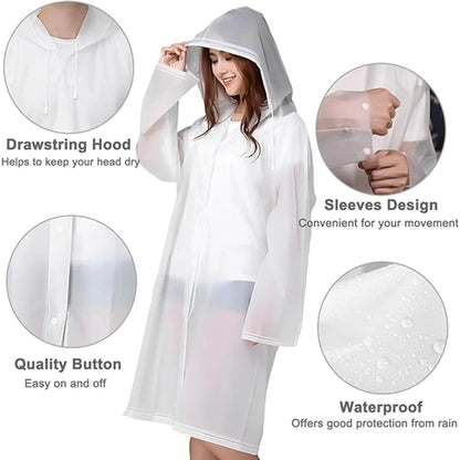 EVAP Rain Ponchos for Adults – 2-Pack, Reusable, Clear Design