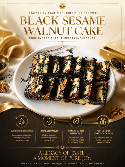 Natural Black Sesame Walnut Date Chewy Cake|Traditional Nut Snack for Daily Nourishment -8HJ9