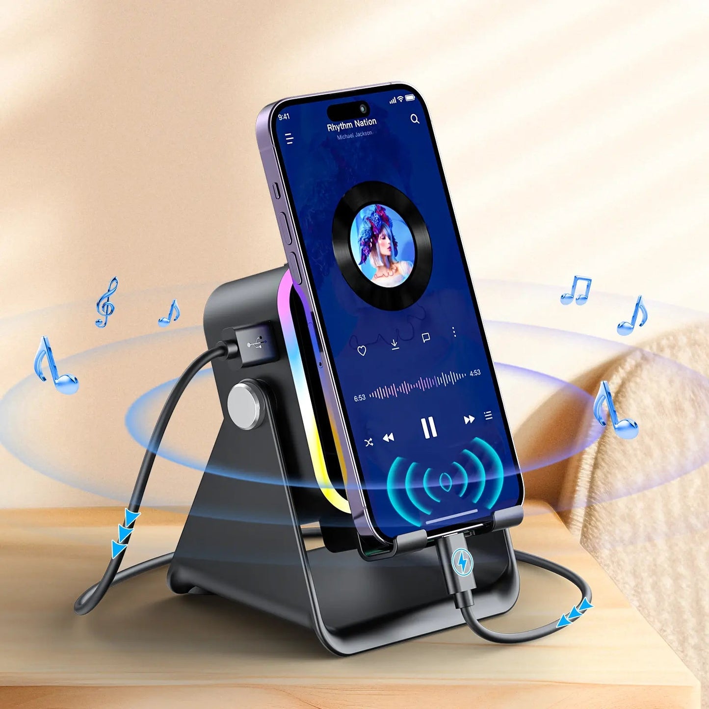 🔊🔊🔊5-in-1 Wireless Speaker Phone Stand with Power Bank-8POP
