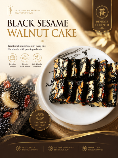 Natural Black Sesame Walnut Date Chewy Cake|Traditional Nut Snack for Daily Nourishment -8HJ9