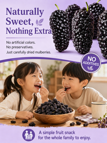 California Farm-Dried Black Mulberries – Naturally Sweet, Soft & Chewy, No Added Sugar-8HJ9
