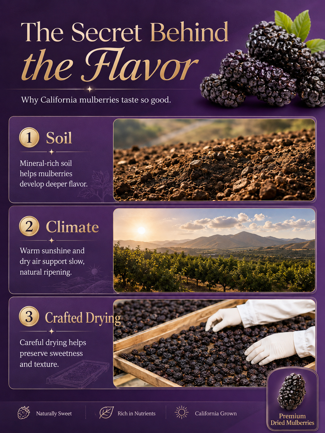 California Farm-Dried Black Mulberries – Naturally Sweet, Soft & Chewy, No Added Sugar-8HJ9