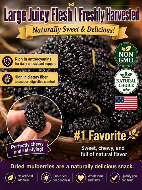 California Farm-Dried Black Mulberries – Naturally Sweet, Soft & Chewy, No Added Sugar-8HJ9