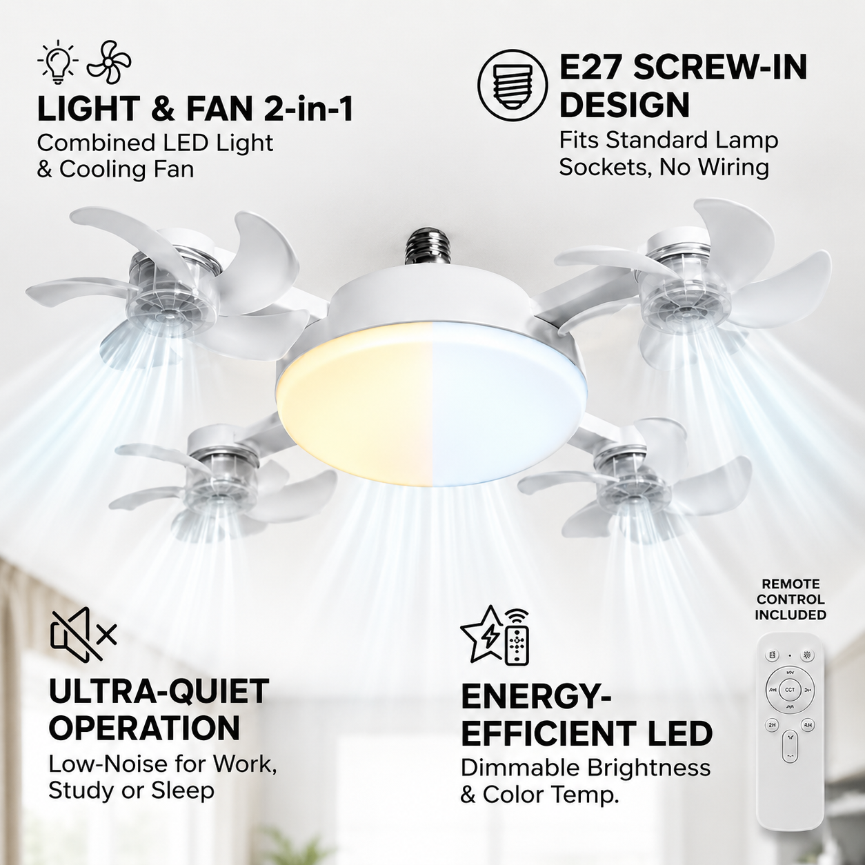 🔥 LIMITED TIME 50% OFF | Remote Control Ceiling Fan Light – Cool, Bright & Easy to Install-8CR5