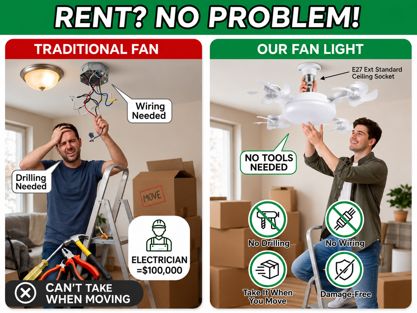🔥 LIMITED TIME 50% OFF | Remote Control Ceiling Fan Light – Cool, Bright & Easy to Install-8CR5