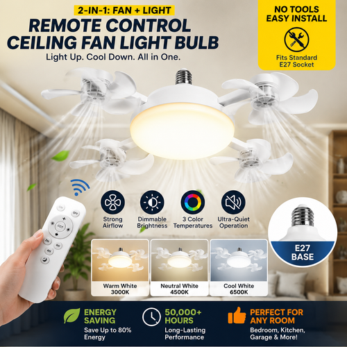 🔥 LIMITED TIME 50% OFF | Remote Control Ceiling Fan Light – Cool, Bright & Easy to Install-8CR5