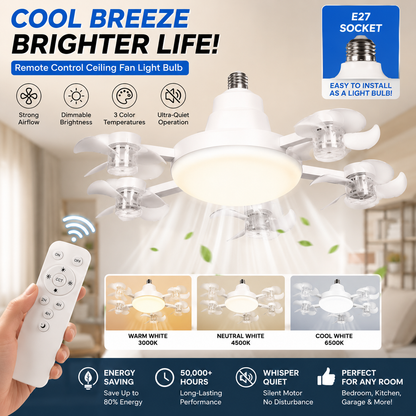 🔥 LIMITED TIME 50% OFF | Remote Control Ceiling Fan Light – Cool, Bright & Easy to Install-8CR5
