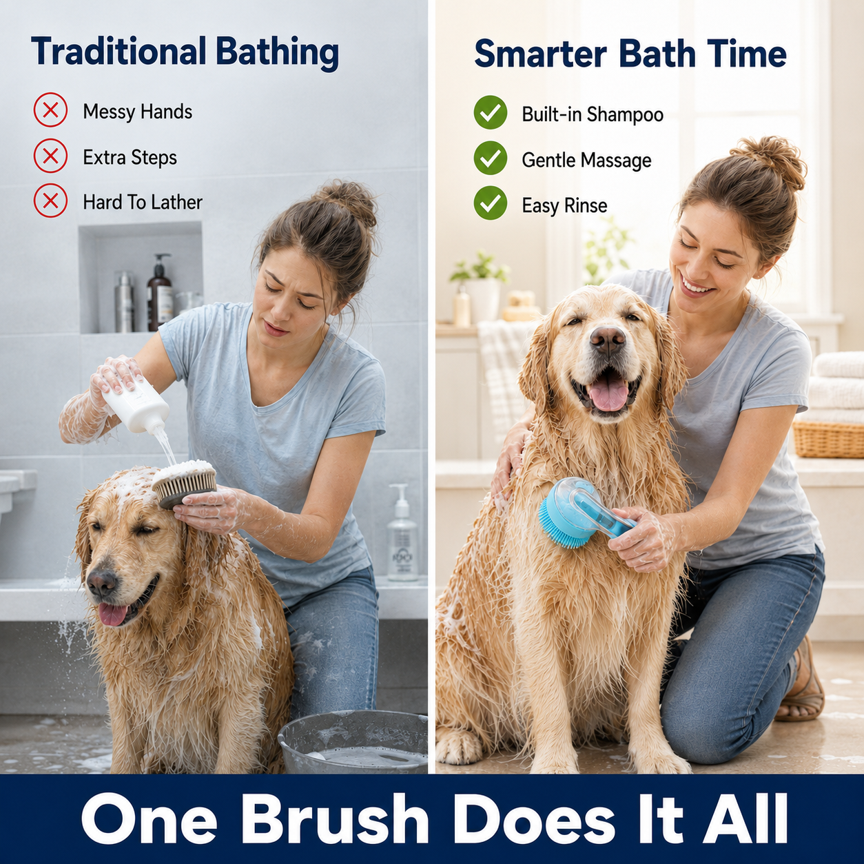 💥Limited Time 50% OFF💥2-in-1 Dog Bath Brush with Shampoo Dispenser – Soft Silicone Pet Grooming Brush for Dogs & Cats🐕😻-8HJ9