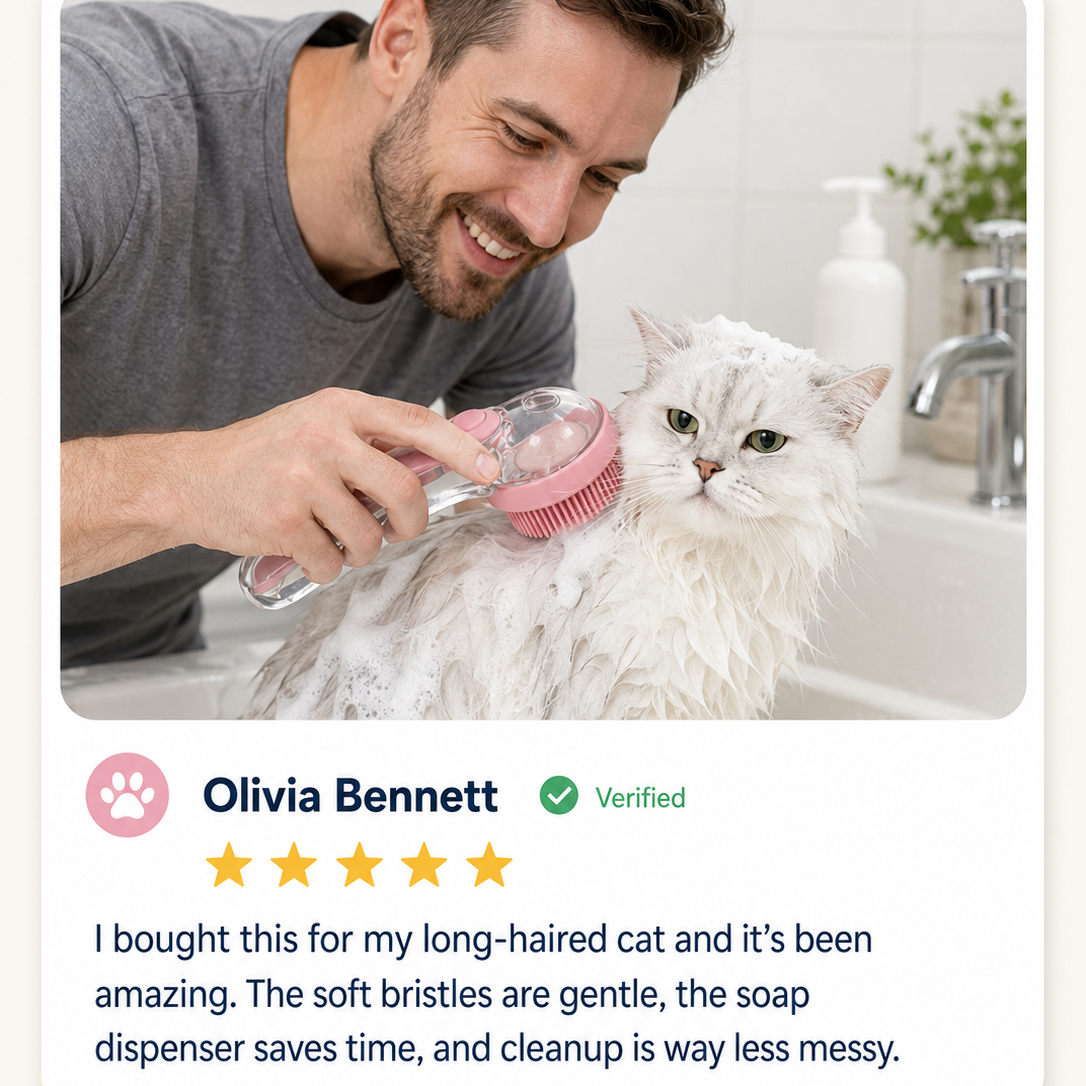 💥Limited Time 50% OFF💥2-in-1 Dog Bath Brush with Shampoo Dispenser – Soft Silicone Pet Grooming Brush for Dogs & Cats🐕😻-8HJ9