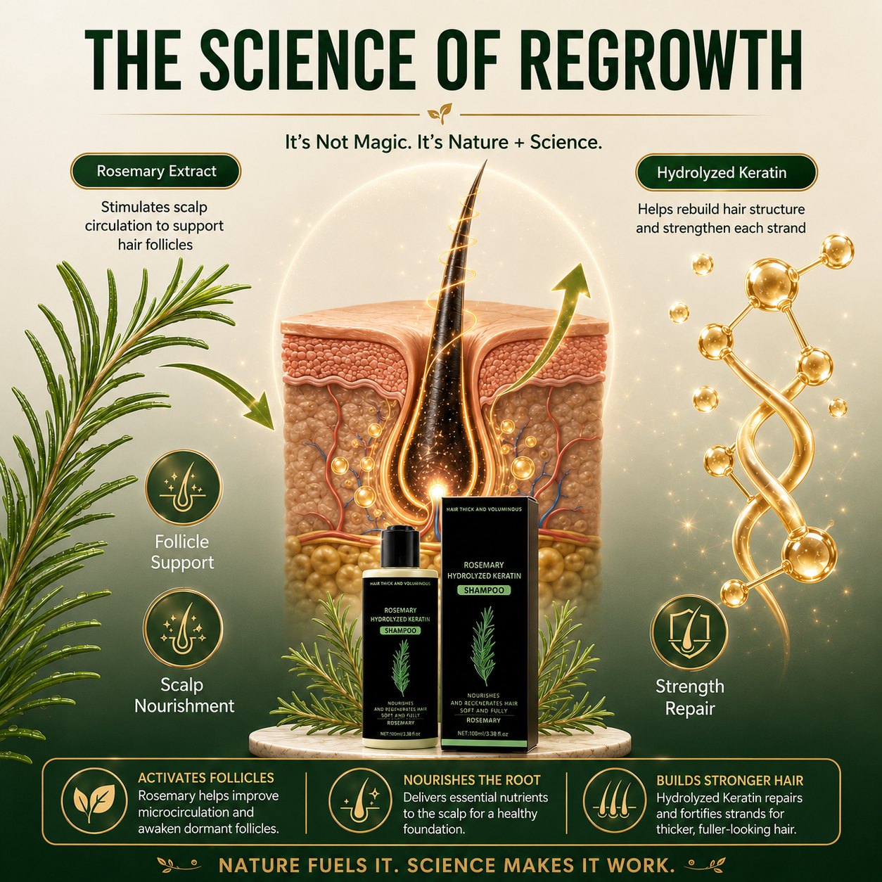 🔥50% OFF| Rosemary Hydrolyzed Keratin Shampoo🌿Deep Nourishing Repair Shampoo, Moisturizing Treatment for Dry, Frizzy & Damaged Hair💇‍♀️-8HJ9