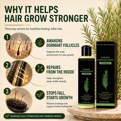 🔥50% OFF| Rosemary Hydrolyzed Keratin Shampoo🌿Deep Nourishing Repair Shampoo, Moisturizing Treatment for Dry, Frizzy & Damaged Hair💇‍♀️-8HJ9