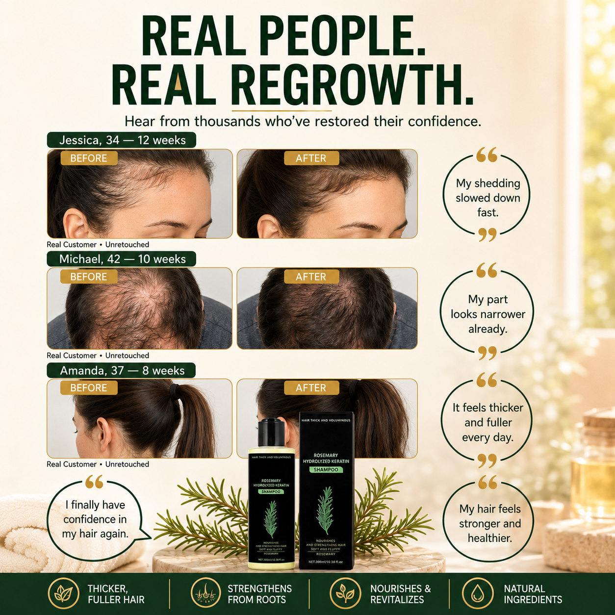 🔥50% OFF| Rosemary Hydrolyzed Keratin Shampoo🌿Deep Nourishing Repair Shampoo, Moisturizing Treatment for Dry, Frizzy & Damaged Hair💇‍♀️-8HJ9